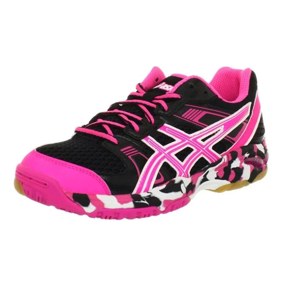 ASICS WOMENS VOLLEYBALL GEL-1140V SHOES IN BLACK/NEON PINK/WHITE - Picture 1 of 10